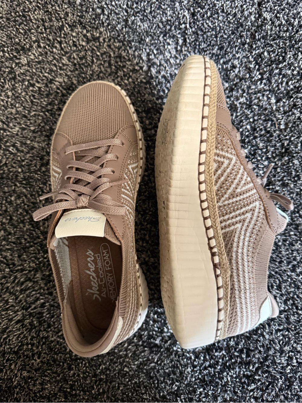 Skechers step in Women's Taupe Knit Lace-Up Sneakers with White Sole - Picture 2 of 2